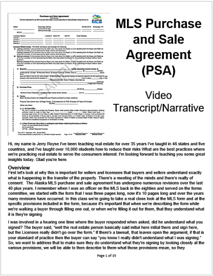 PSA Transcript Front Page 1 or 15